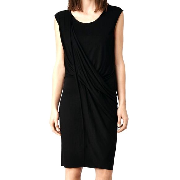 ALLSAINTS Black Sleeveless, Twist‎ Waisted Midi Dress, Viscose, Size 4 - Picture 1 of 6